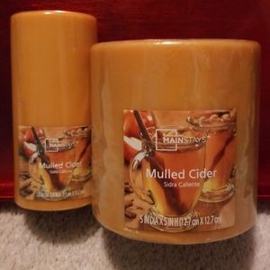 LOT of 2 Mulled Cider Pillar Candles